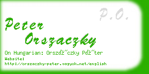 peter orszaczky business card